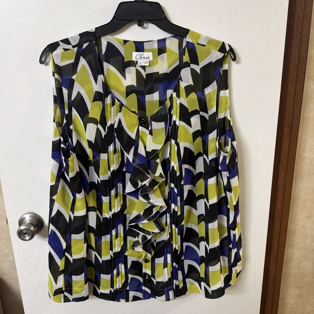 Chaus Multicolor Chevron Sleeveless Blouse Size 22W